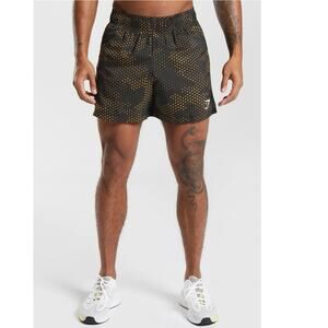 Gymshark SPORT 5" SHORTS in Turmeric Yellow Print size Medium 0320